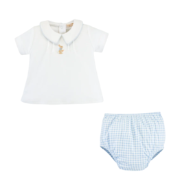BABY CLUB CHIC lt.blue gingham diapper set