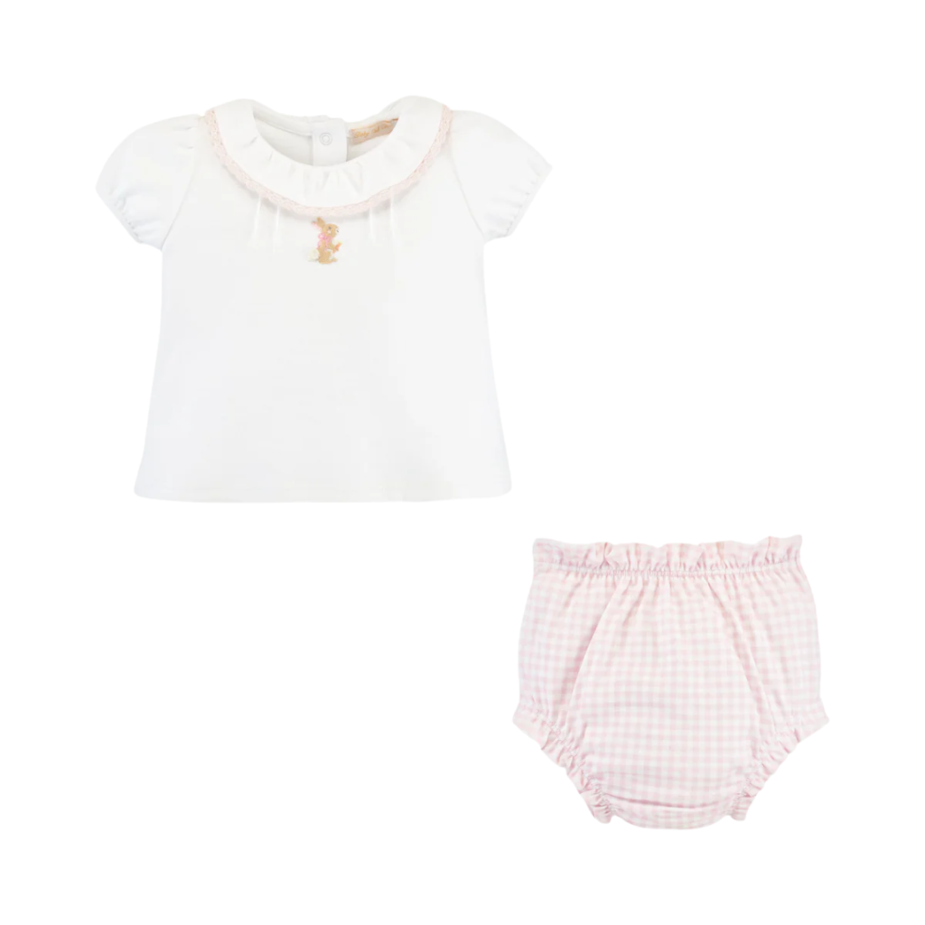 BABY CLUB CHIC pink gingham diapper set
