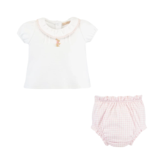 BABY CLUB CHIC pink gingham diapper set