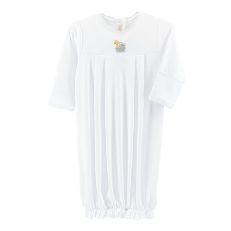 BABY CLUB CHIC noah's ark - blue gown w/crochet trim