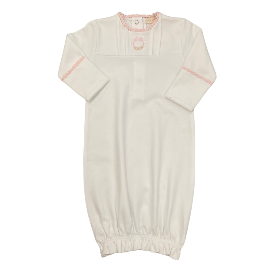 BABY CLUB CHIC bows & roses gown w/crochet trim