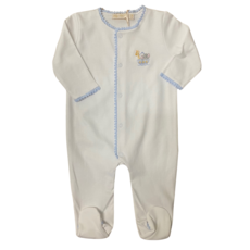 BABY CLUB CHIC noah's ark - blue footie w/crochet trim