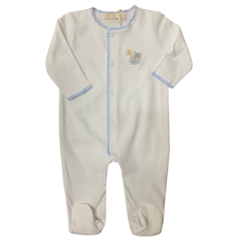 BABY CLUB CHIC noah's ark - blue footie w/crochet trim