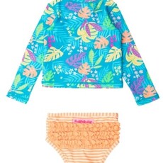 RuffleButts + RuggedButts Long Sleeve Zipper Rash Guard 2-Piece