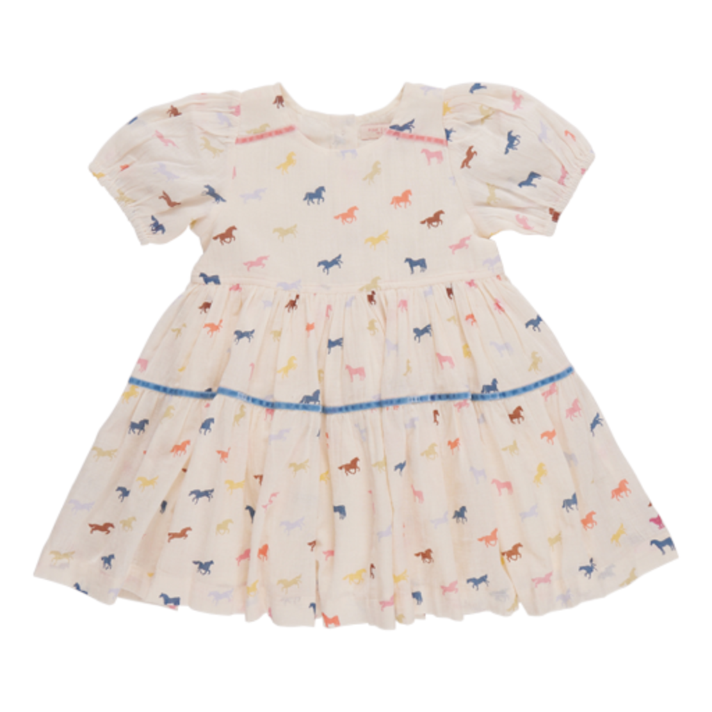 PINK CHICKEN girls charlie dress - multi tiny horses