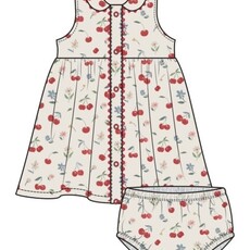 ANGEL DEAR Watercolor Cherries +   Gingham Peter Pan Collar With Ric Rac Trim And Dc