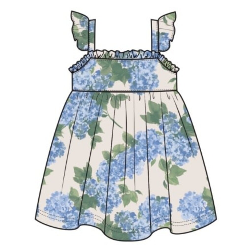 ANGEL DEAR Watercolor Hydrangeas Paperbag Ruffle Sundress With Dc