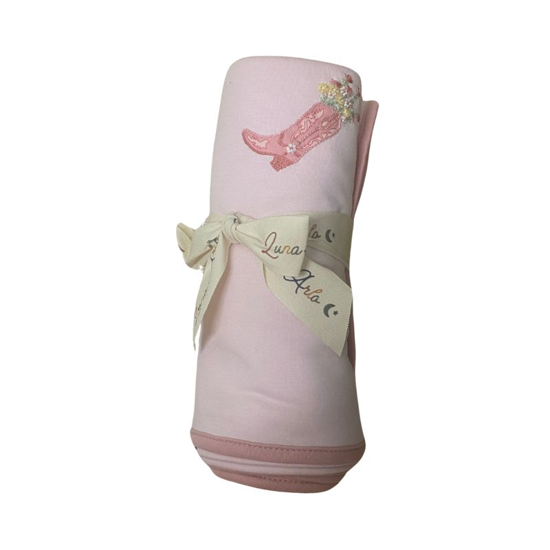 LUNA+ARLO BOOTS AND BLOOMS RECEIVING BLANKET