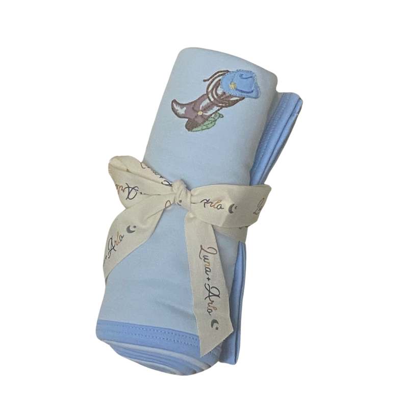 LUNA+ARLO BOOTS AND BLOOMS RECEIVING BLANKET