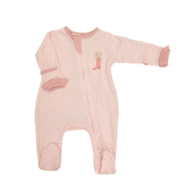 LUNA+ARLO BOOTS AND BLOOMS RUFFLE ZIPPER FOOTIE