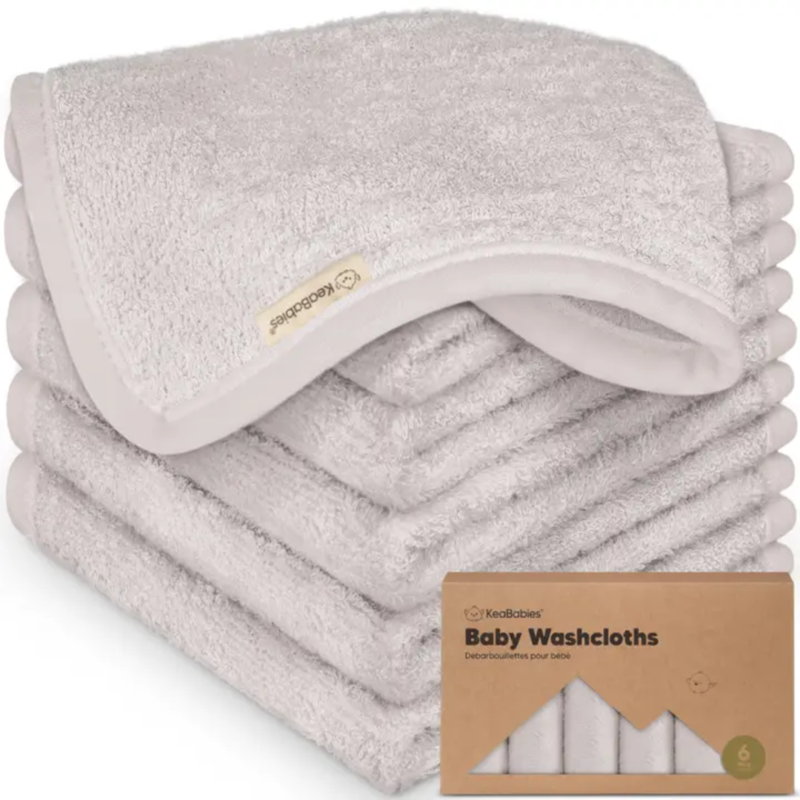 KEABABIES 6PK BABY WASH CLOTHS-HEATHER