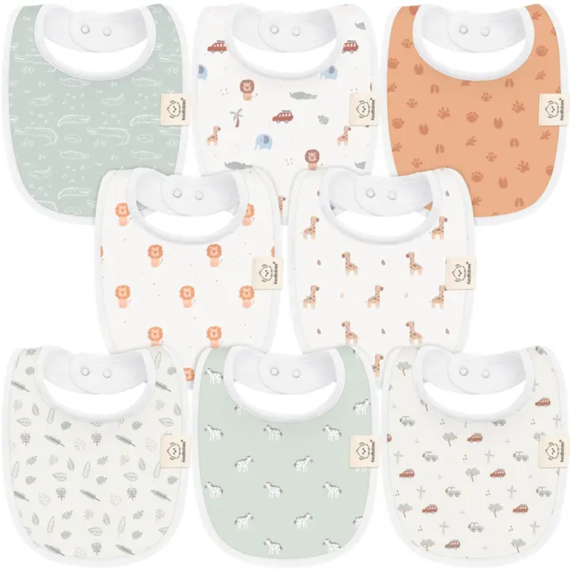 KEABABIES 8 PK URBAN DROOL BIBS FOR TEETHING BABY-WILDERNESS