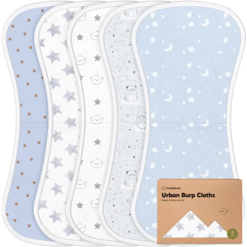 KEABABIES 5PK URBAN BURP CLOTHS-CONSTELLATION