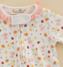 LUNA+ARLO BUGS AND BLOSSOMS RUFFLE ZIPPER FOOTIE