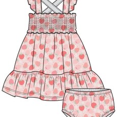 ANGEL DEAR Strawberry Bliss Smocked Ruffle Sundress & Diaper Cover
