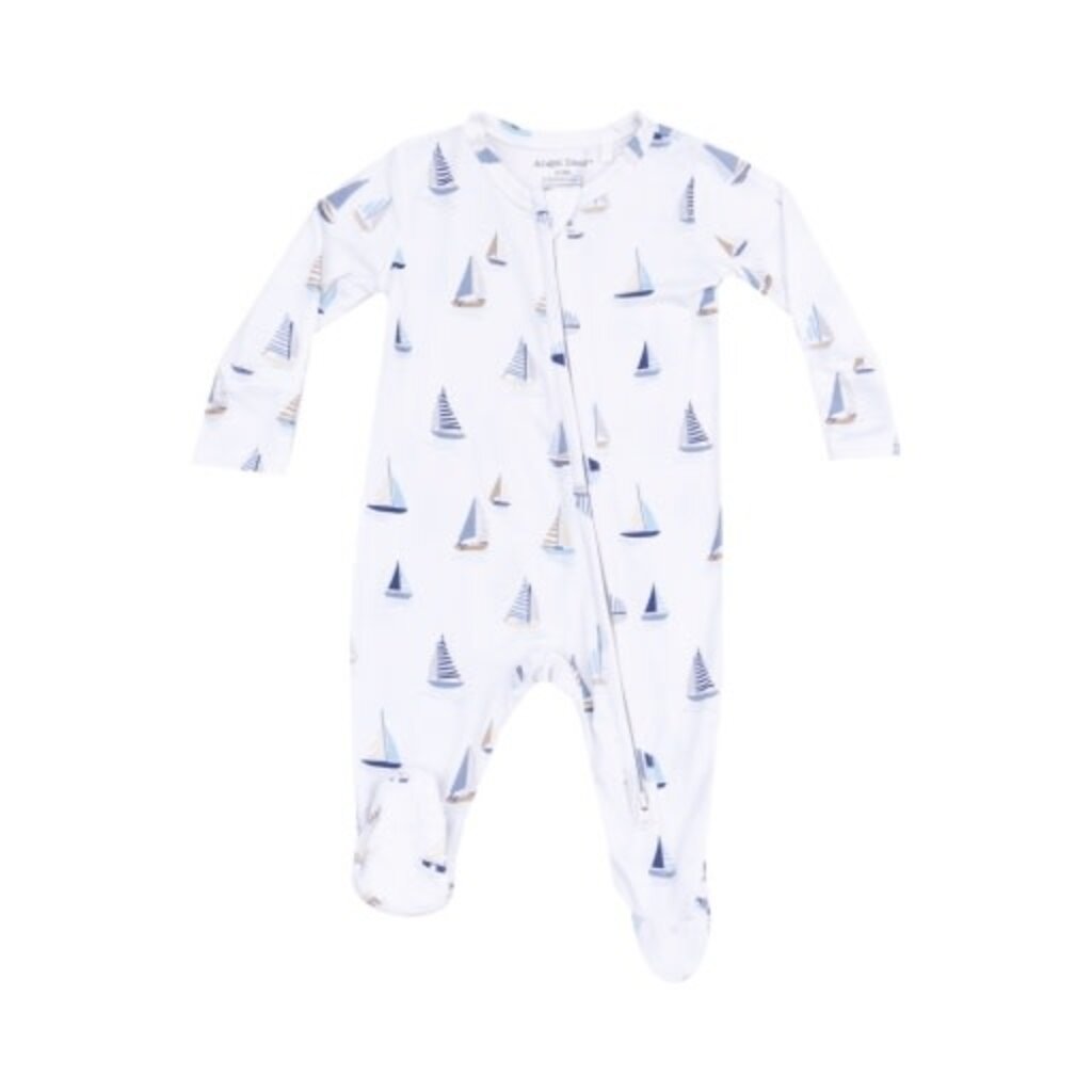 ANGEL DEAR Sailboats Blue 2 Way Zipper Footie