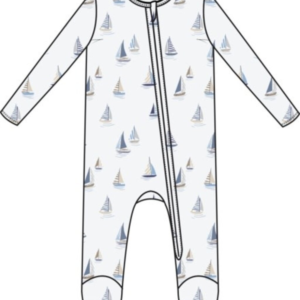 ANGEL DEAR Sailboats Blue 2 Way Zipper Footie