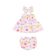 ANGEL DEAR Colorful Bows Ruffle Strap Smocked Top And Diaper Cover