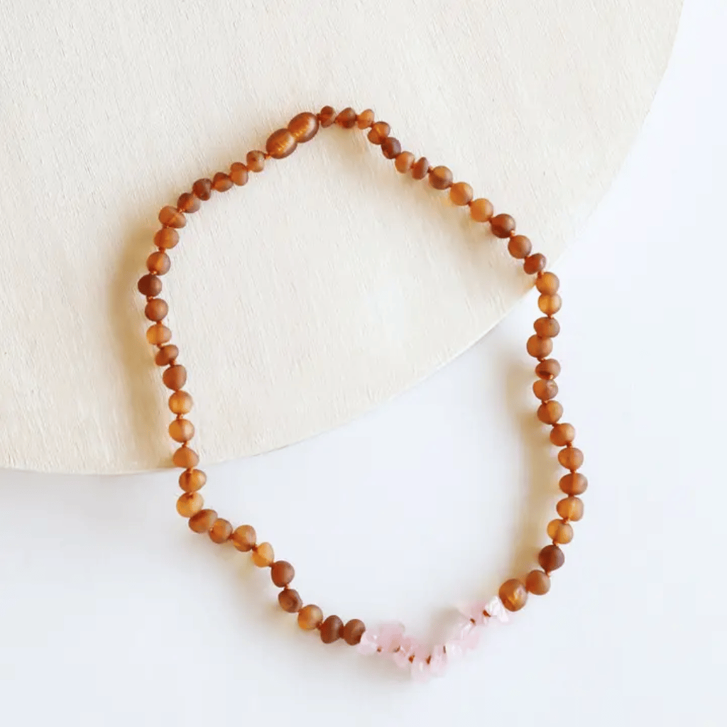 CanyonLeaf RAW COGNAC BALTIC AMBER + RAW ROSE QUARTZ