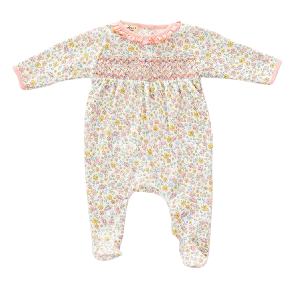 LUNA+ARLO ENCHANTED MEADOWS SMOCKED FOOTIE
