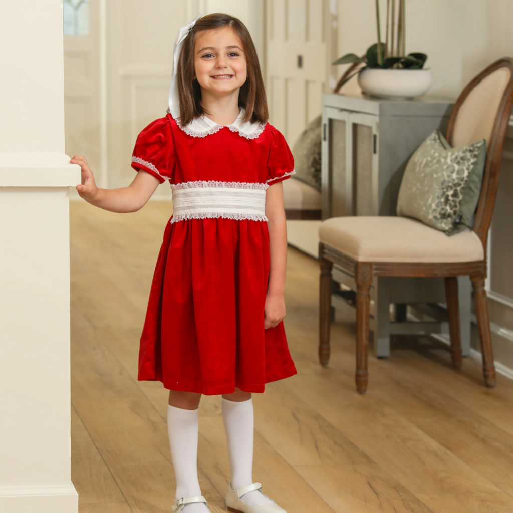 LULU BEBE SCARLET-RED VELVET DRESS W/LACE