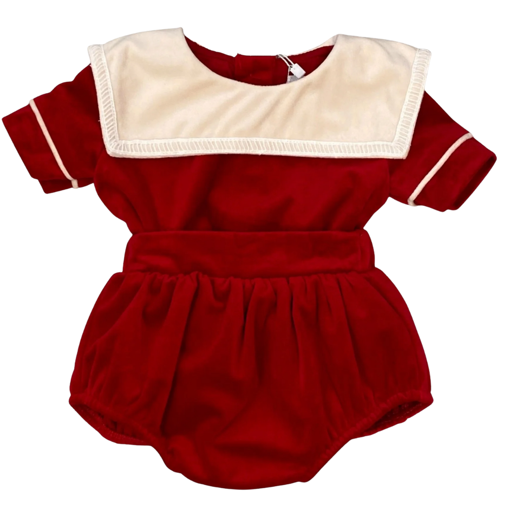 LULU BEBE WILLIAM-RED VELVET SQ COL BUBBLE