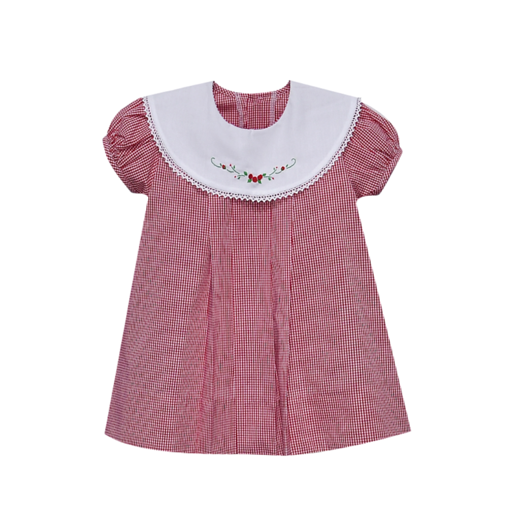 BABY SEN ROYAL RED BAILEY DRESS-FLOWER SMOCKED