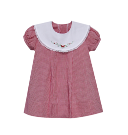 BABY SEN ROYAL RED BAILEY DRESS-FLOWER SMOCKED
