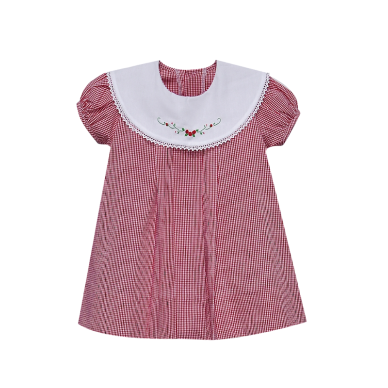 BABY SEN ROYAL RED BAILEY DRESS-FLOWER SMOCKED