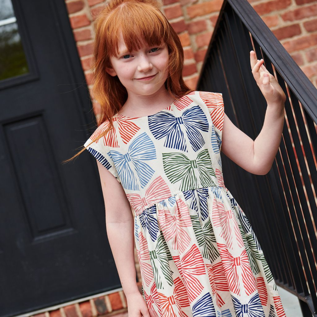 PINK CHICKEN Girls Adaline Dress - multi striped bows