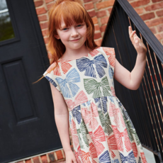 PINK CHICKEN Girls Adaline Dress - multi striped bows