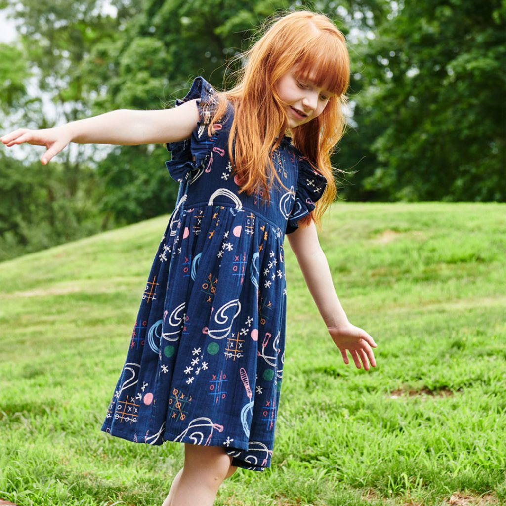 PINK CHICKEN Girls Jennifer Dress - Tic Tac Toe