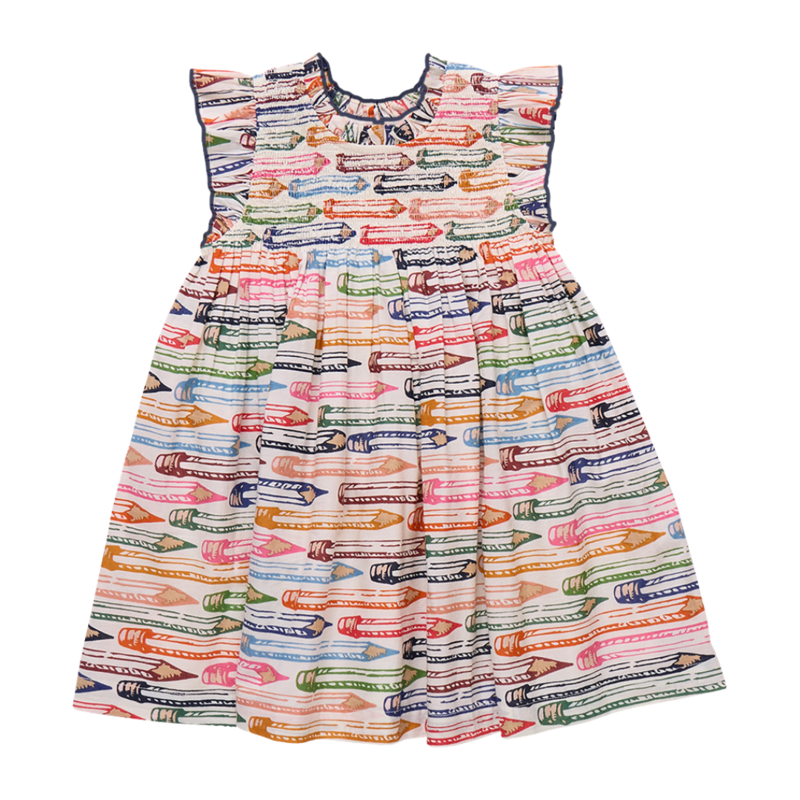 PINK CHICKEN girls stevie dress - colored pencils