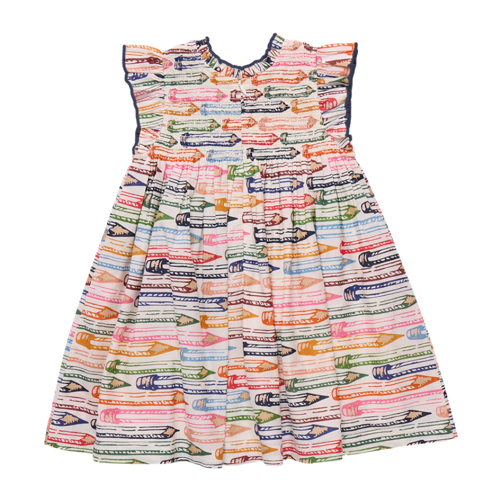 PINK CHICKEN girls stevie dress - colored pencils