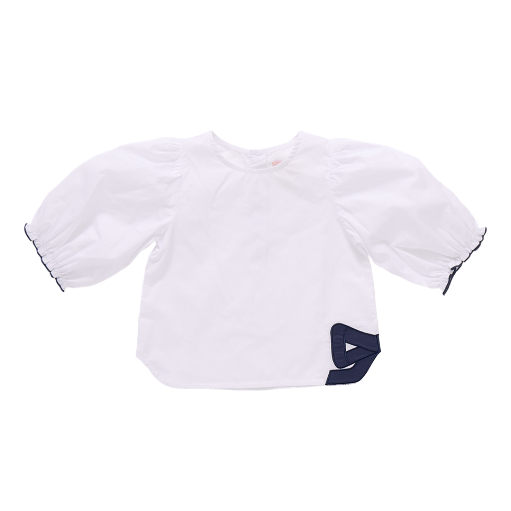 PINK CHICKEN Girls Dana Bow Top - White