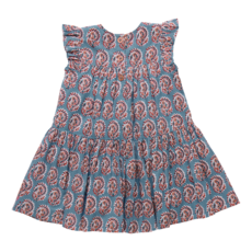 PINK CHICKEN girls fiona ruffle dress - blue paisley