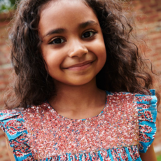 PINK CHICKEN girls fiona ruffle dress - blue paisley