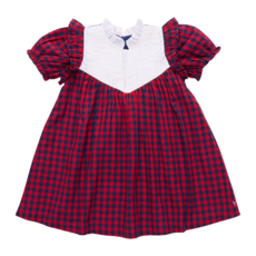 PINK CHICKEN Girls Imogen Dress - Red Blue Check