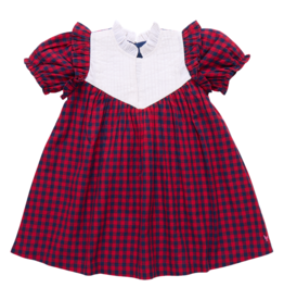 PINK CHICKEN Girls Imogen Dress - Red Blue Check