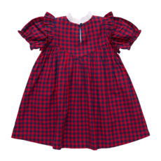 PINK CHICKEN Girls Imogen Dress - Red Blue Check