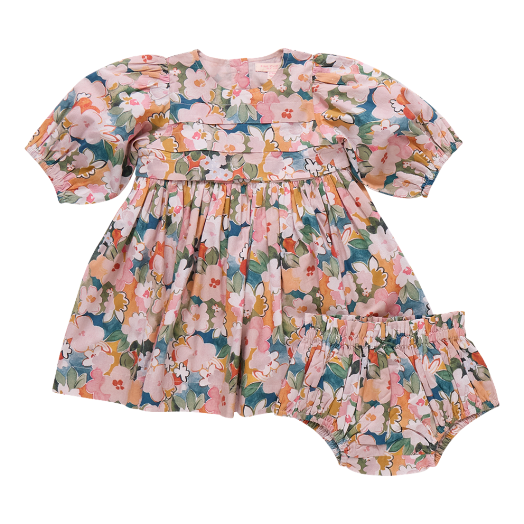 PINK CHICKEN Baby Girls Evelyn Dress Set - Watercolor Floral