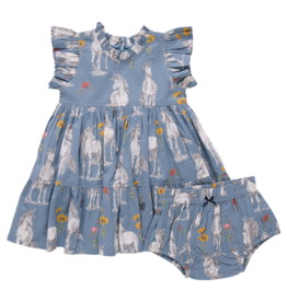 PINK CHICKEN Baby Girls Jennifer Dress Set - Unicorn Field