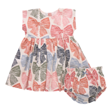 PINK CHICKEN Baby Girls Adaline Dress Set - Multi Striped Bows