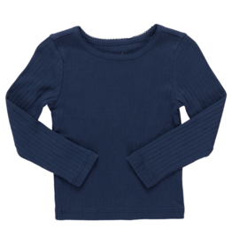 PINK CHICKEN Seesaw Long Sleeve Rib T-shirt - Navy
