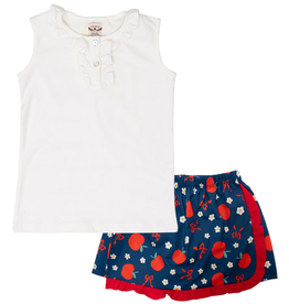The Oaks Apparel Lucy White Top w/Evelyn Schoolhouse Apple Skort Set