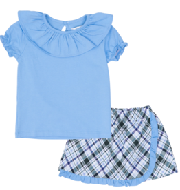 The Oaks Apparel Larrison French Blue Top w/Evelyn Ivy League Skort Set