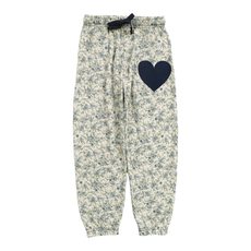 T2LOVE Athletic Elastic Waist/Cuff Pant w/Navy Heart-Floral