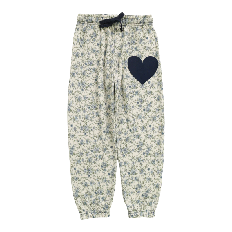 T2LOVE Athletic Elastic Waist/Cuff Pant w/Navy Heart-Floral
