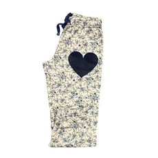 T2LOVE Athletic Elastic Waist/Cuff Pant w/Navy Heart-Floral