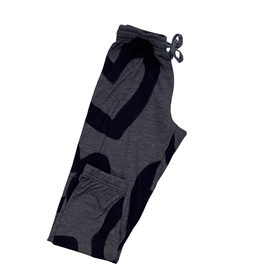 T2LOVE Athletic Elastic Waist/Cuff Pant Large Hearts-Navy